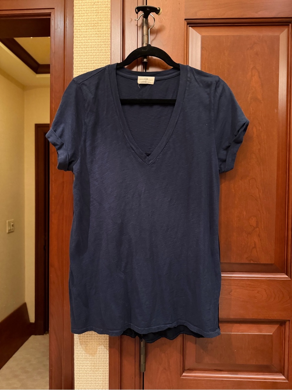 T.La Navy V-Neck Short Sleeve Tee